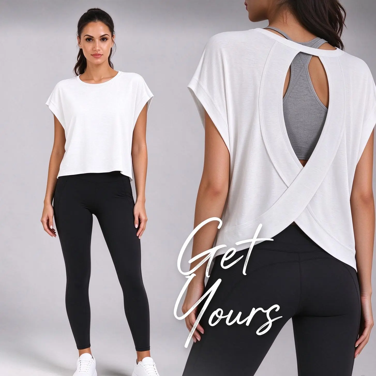 GKBK Women's Short Sleeve Backless Training Tees - Round Neck Breathable Athleisure, Backless Athletic Shirts, Gym Apparel for Yoga, Running