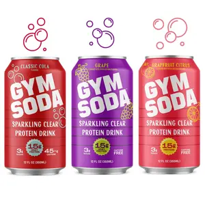 GYM SODA | Sparkling Clear Protein Drink, 15g Whey Protein, Lion's Mane & L-Theanine, Low Sugar, Single & Variety Flavors, 12 oz 12 Pack
