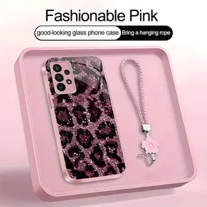 Suitable for [Galaxy A23] high-end women's phone case，a beautiful four-leaf clover lanyard is included🥰,simple yet sophisticated leopard print design, affordable price, available in multiple colors YM99