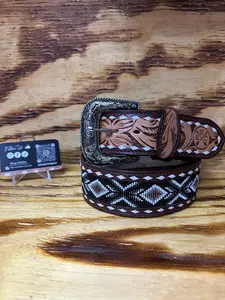 RCH-2010 2" Inch Beaded Belt with Snap On Buckle Men's Accessories for Jeans Size 36