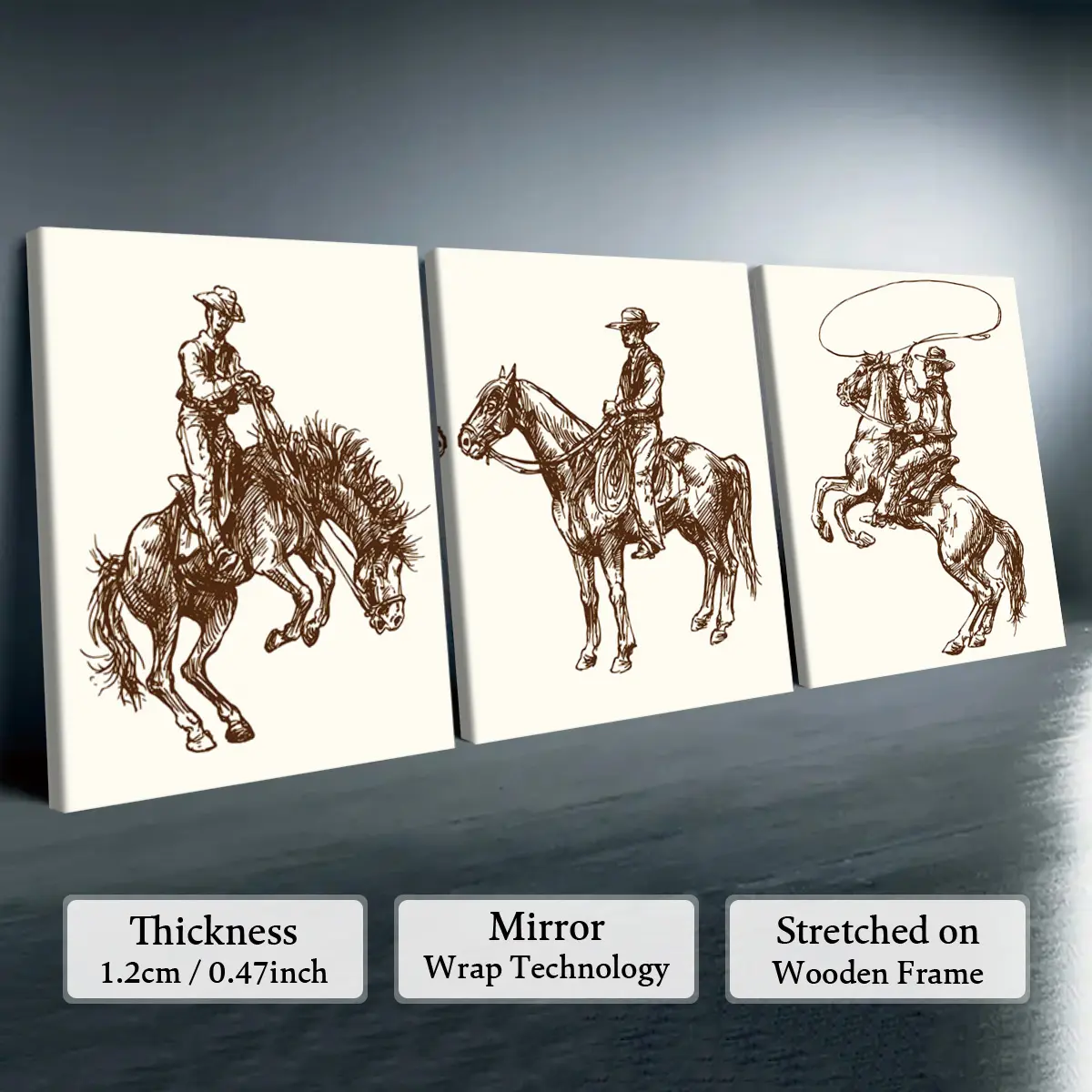 Wooden Framed Horse Canvas Pattern Painting, 3 Counts/set Modern Art Design Animal Pattern Wall Art, Wall Decor for Home Living Room Bedroom Office Wooden Framed Horse Canvas Pattern Painting, 3 Counts/set Modern Art Design Animal Pattern Wall Art, Wall Decor for Home Living Room Bedroom Office