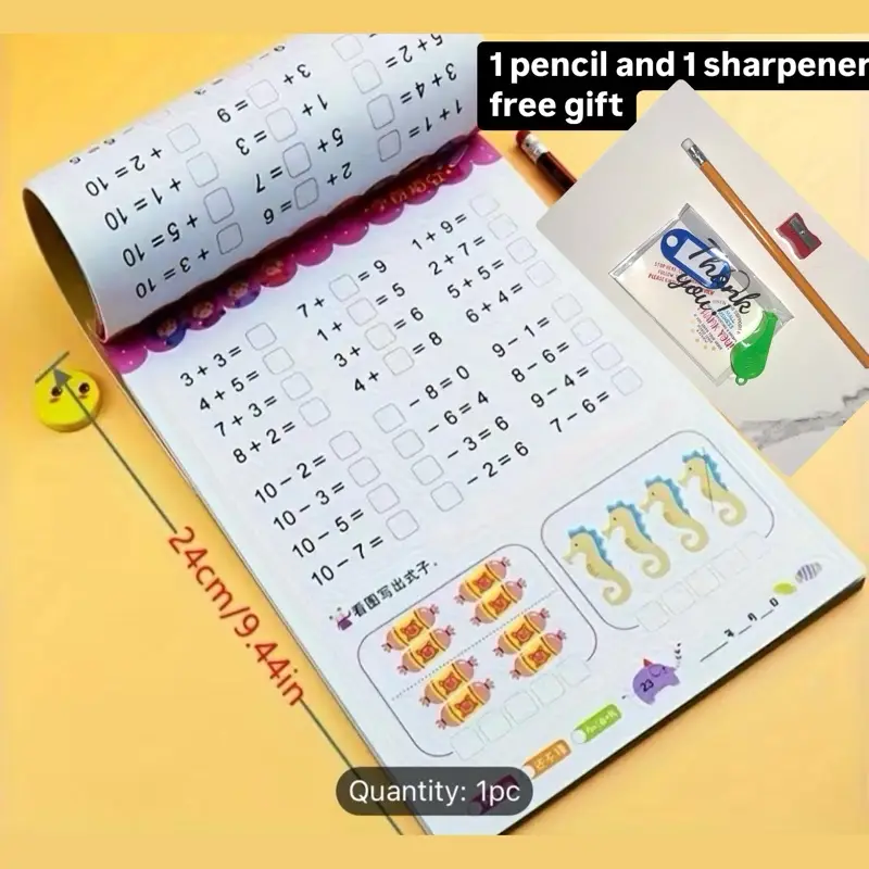 Handwriting 80 Pages / Book Of Students Addition And Subtraction Learning Mathematics Chinese Character Strokes Exercise Books comes with 2 pencils an
