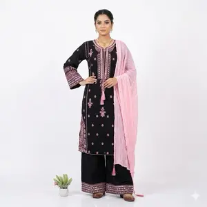 Black and Pink Indian Panjabi - Nice Quality Daily Wear for Women