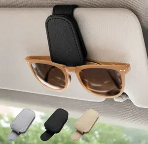Universal Car Sun Visor Sunglasses Holder Clip (1 Count), for Vehicle Sun Visor Mounting, Practical Auto Organizer, Premium Leather Stable Fixation Eyeglasses Storage Clip