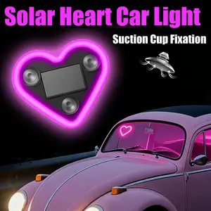 Eco-Friendly Solar Heart Car Light Wireless LED Triangle Shape Neon C-Pillar Stylish Romantic IP65 Waterproof Switchable Modes