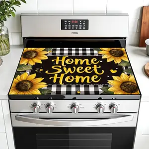 Sunflower Pattern Non-Slip Rubber Oven Mat, Stove Panel Protector, Kitchen Decoration, Easy Clean, Multi-Purpose Stove Cover, Kitchen Decorative Placemat