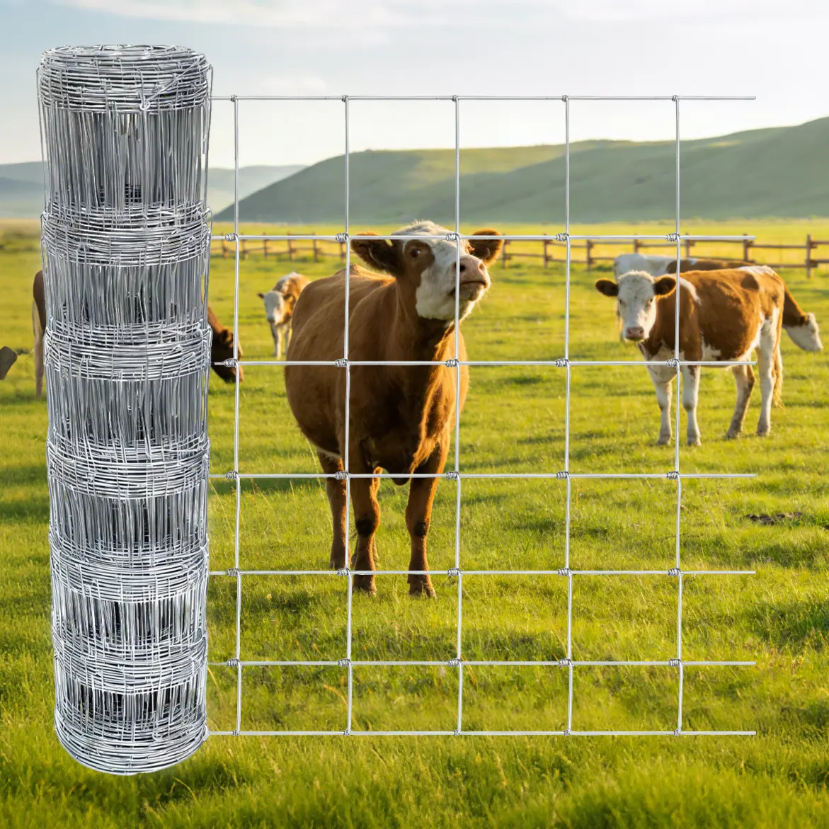 Galvanized Iron Wire Fence Roll, 4.9ft x 328ft – Durable Livestock Enclosure for Cattle, Goats, Deer, and Garden Security