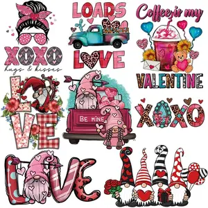 Valentine's Day Iron on Patches Heat Transfers Sticker  for Hoodies T-Shirt Jeans Jackets Backpack DIY Decorations 8 Large Cute Iron on Vinyl Appliques for Clothing Art Decor Supplies