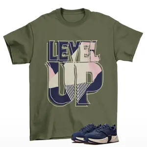 Level Up Jordan Trunner OS Midnight Navy Matching Sneaker Tee Shirt Olive