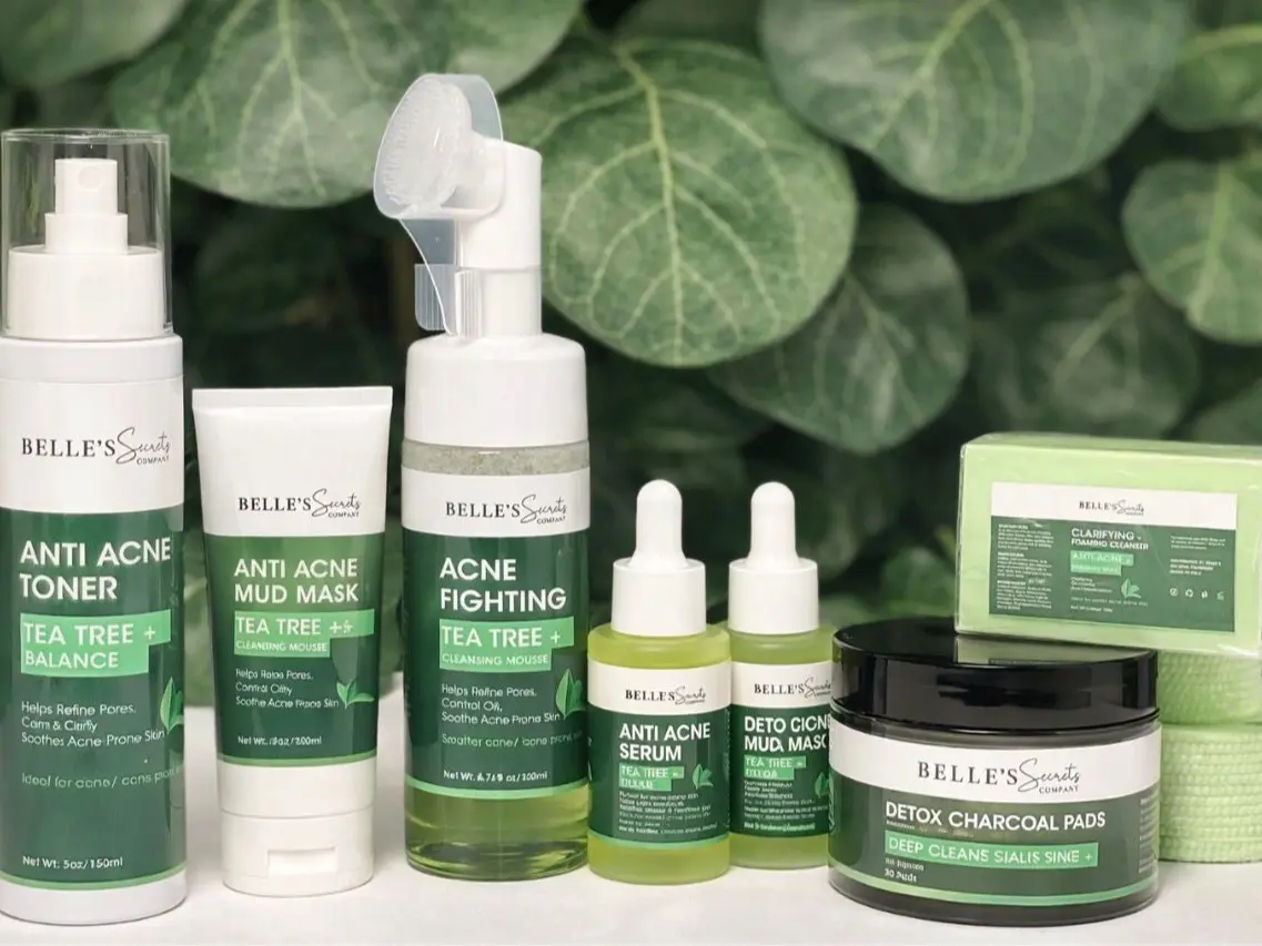 BELLE'S SECRETS Tea Tree Acne Control Set, Oily Skin Anti-Acne Mud Mask, 500g Mousse, Clogged Pores Solution
