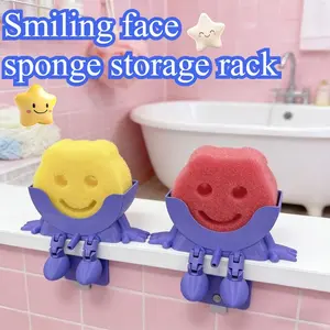 3D Printed Sponge Holder, Cute Happy Face Design, Drainage Holes, Fun Sponge Stand, Kitchen Sink Accessories Storage Organizer