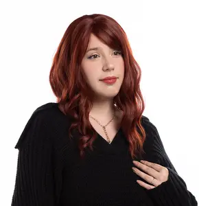 18-Inch Solid Mahogany Gentle Curled Waves Synthetic Wig | 【Heat Resistant】【Cap Included】 | #6 @2 *24 FSGB