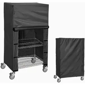 Shelving Cover Storage Shelf Wire Rack Cover,48" W x 18" D x 72" H,Nylon Buckle Design on Both Sides of The Front for Easy Access to Items (No Shelves,Black)