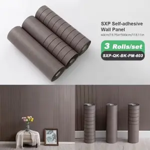 3D wood grain wall panel 3-piece combination set, self-adhesive thickened foam wallpaper, solid wood texture design, easy to clean and install office wall renovation, home decoration, Waterproof Wallpaper