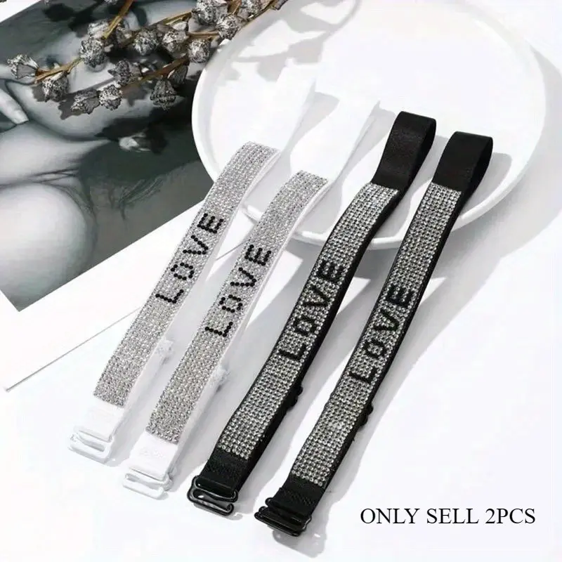 2pcs Rhinestone Bra Strap Beha-bandjes Verstelbare Elasticiteit Bra Shoulder Strap Detachable Adjustable Inlaid Diamond Bra Straps
