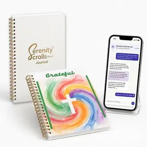Serenity Scrolls Journal, Christian Prayer Journal with KJV Scripture, Guided Bible Study & Reflection Journal, 6 Mood Sections, Spiral 8.5 x 11, Tabs, Sticker Sheet, AI QR Access