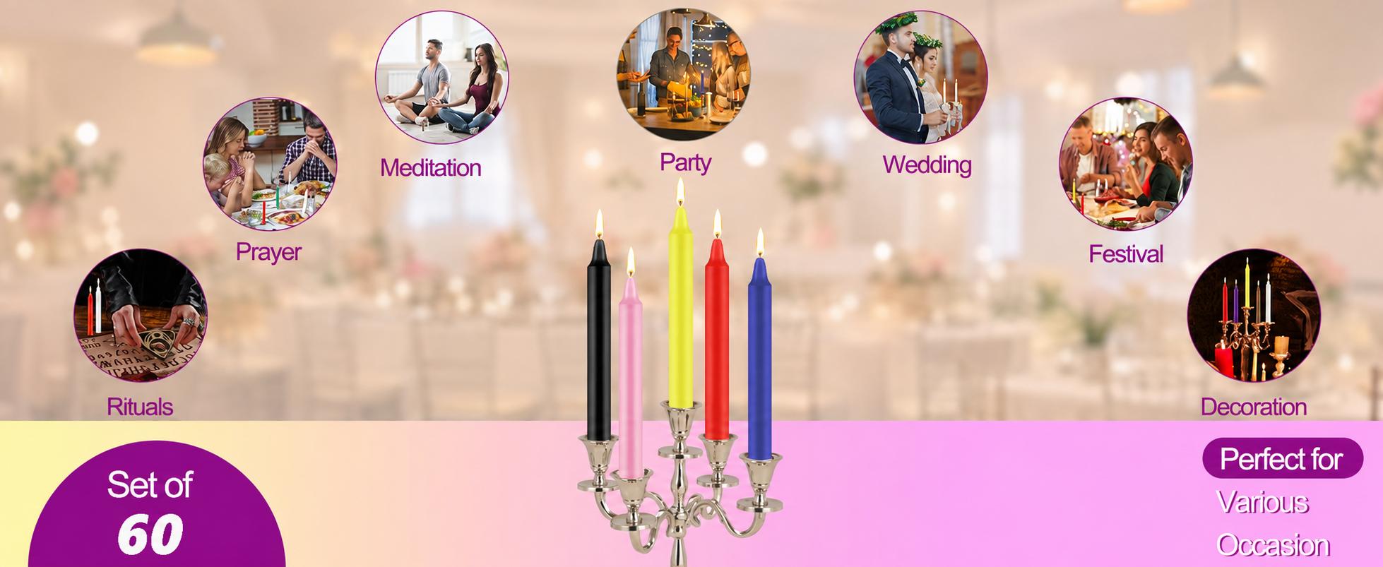 80 Pack Mini Taper Spell Candle-4 Inch Multi-Colored Candle Sticks-for Home Decor Kitchen Decor Wedding Decoration-10 Colours