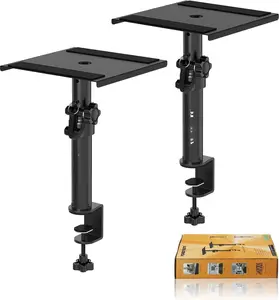 Set of 2 Desktop Clamp Speaker Stands Short Studio  Stands Height Adjustable