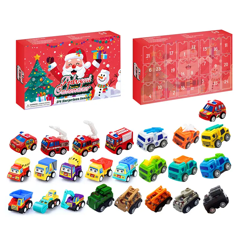 2026 Christmas Advent Calendar Blind with 24 Different PullBack Vehicles Toys Countdown Calendar Christmas Surprise Gifts, Kids Stocking Stuffers, Treasure Box Gifts for Toddlers Boys & Girls