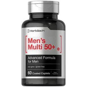Horbäach Mens Multivitamins 50 Plus | 60 Caplets | with Calcium, Magnesium, Vitamin A, B, C, D & E | 50+ Advanced Formula | Non-GMO & Gluten Free Supplement
