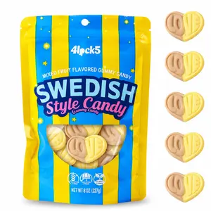 Swedish Style Gummy Candy 0.5 lb – Banana Toffee Flavor Heart Shaped Scandinavian Gummies, Sweet Soft & Chewy Candy in Sealed Bag for Home, Office, Outdoor Snacks & Candy Gifts