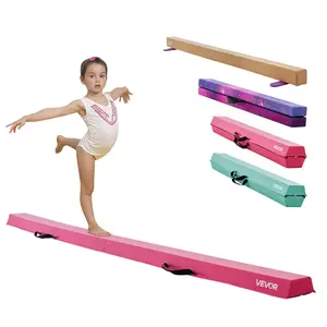 summervibes VEVOR 8FT Folding Balance Beam for Kids, 200LBS Stable Support Gymnastics Floor Beam with Non-Slip Mats, Gymnastics Training Equipment with Anti-Slip Bottom and Carrying Bag for Home Gym, Pink