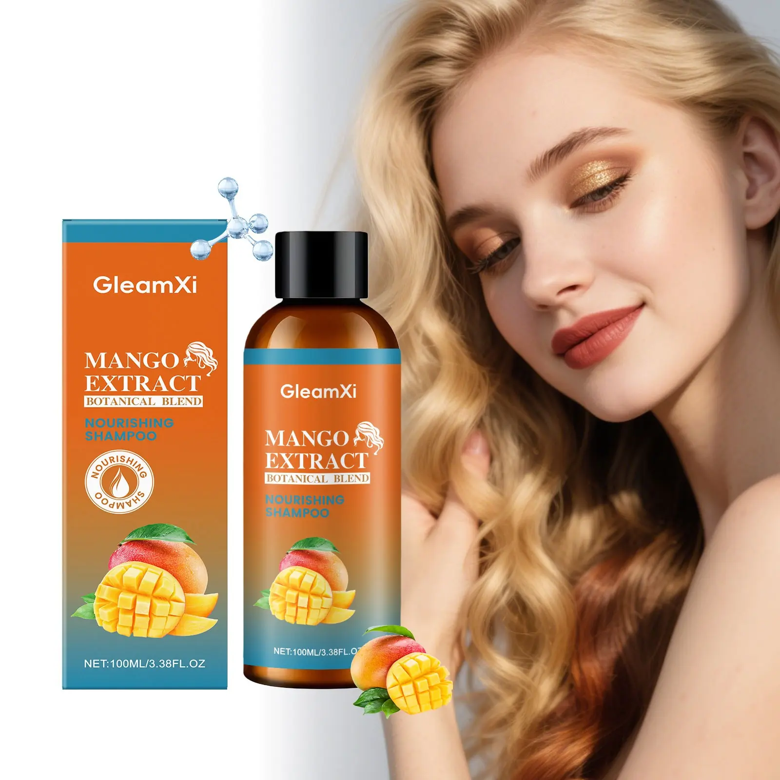 Gleamxi Mango Shampoo, Gentle Scalp Cleanser, Softens Hair, Daily Use, Volumizing, Glossy, Moisturizing Shampoo for Healthy Hair