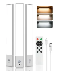 Under Counter Lights for Kitchen, Rechargeable Under Cabinet Lighting Wireless Motion Sensor Light Indoor 64 LED 3 Color Temps Dimmable with Remote for Closet Stairs Wardrobe Hallway 3 Pack magnetic lights