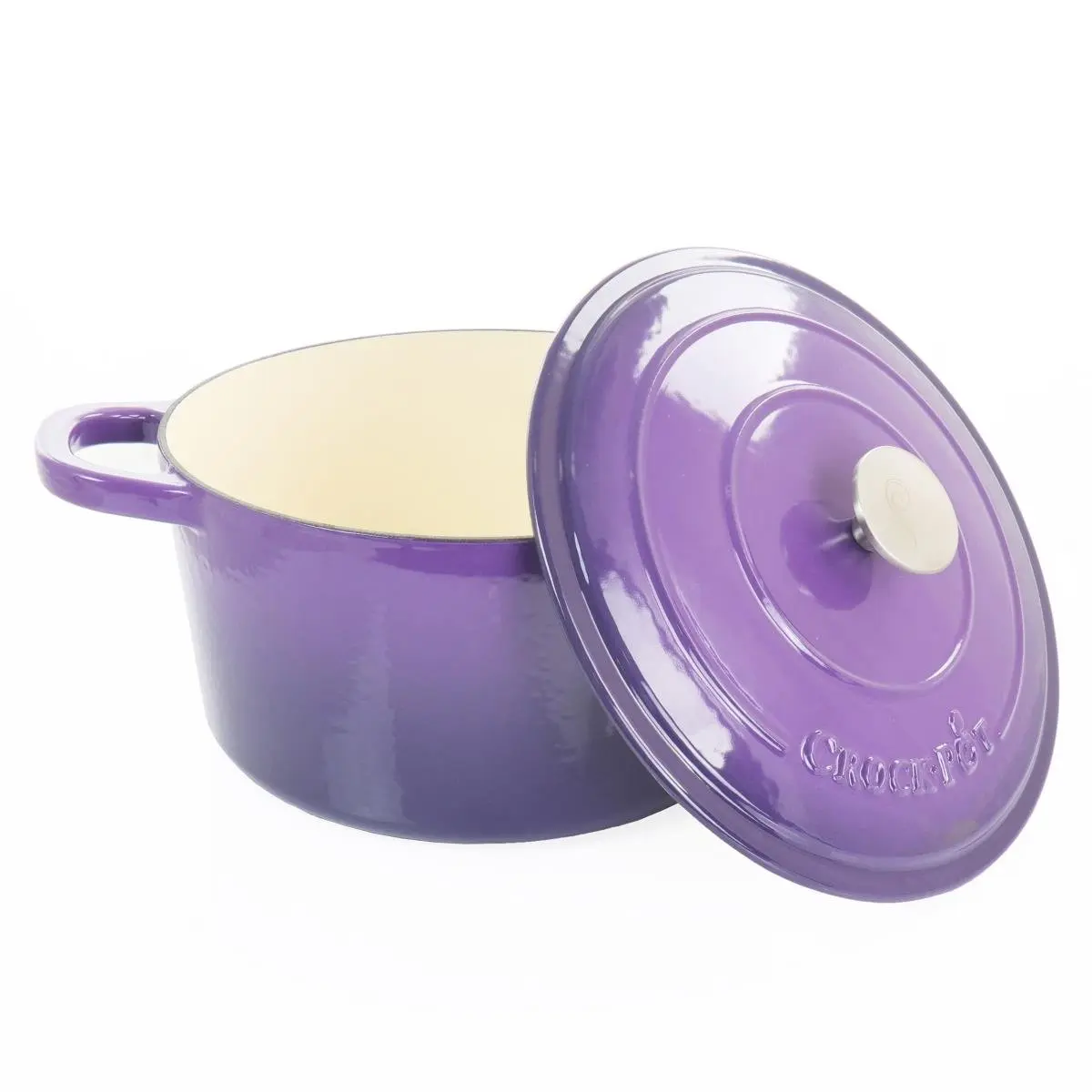 Crock Pot 128606.02 7 Quart Artisan Enameled Cast Iron Dutch Oven with Lid, Lavender - 2 Piece, Kitchen, Cookware, Dutch Oven Set