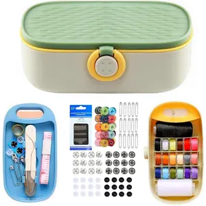 Green Sewing Kit, 140 count Family Travel Sewing Project Kit Portable Small Traveler Sewing Supplies Repair Kit Thread Accessories DIY Sewing Supplies Organizer Box (Green Sewing Kit)