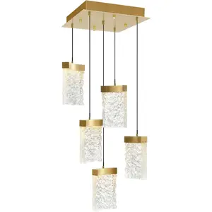CWI Lighting Lava LED 12 inch Brass Mini Pendant Ceiling Light 1587P12-5-624