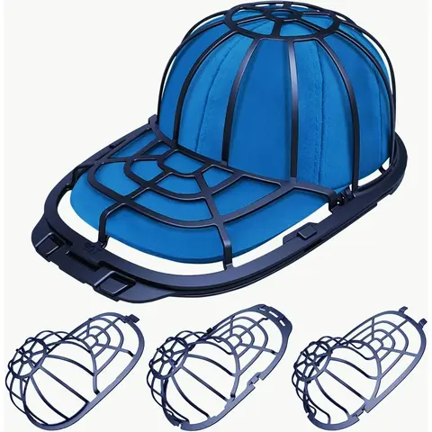 Baseball Cap Washer Laundry Accessory - 5-Buckles Durable PP Plastic Frame Home Goods, Portable Skin-Safe Flexible Cleaning Protector Rack, Allergy-Free, Washing/Dishwasher Safe, Adult 1 Size, Ideal for Travel, Leisure Trips, Retains Cap’s Natural Curve