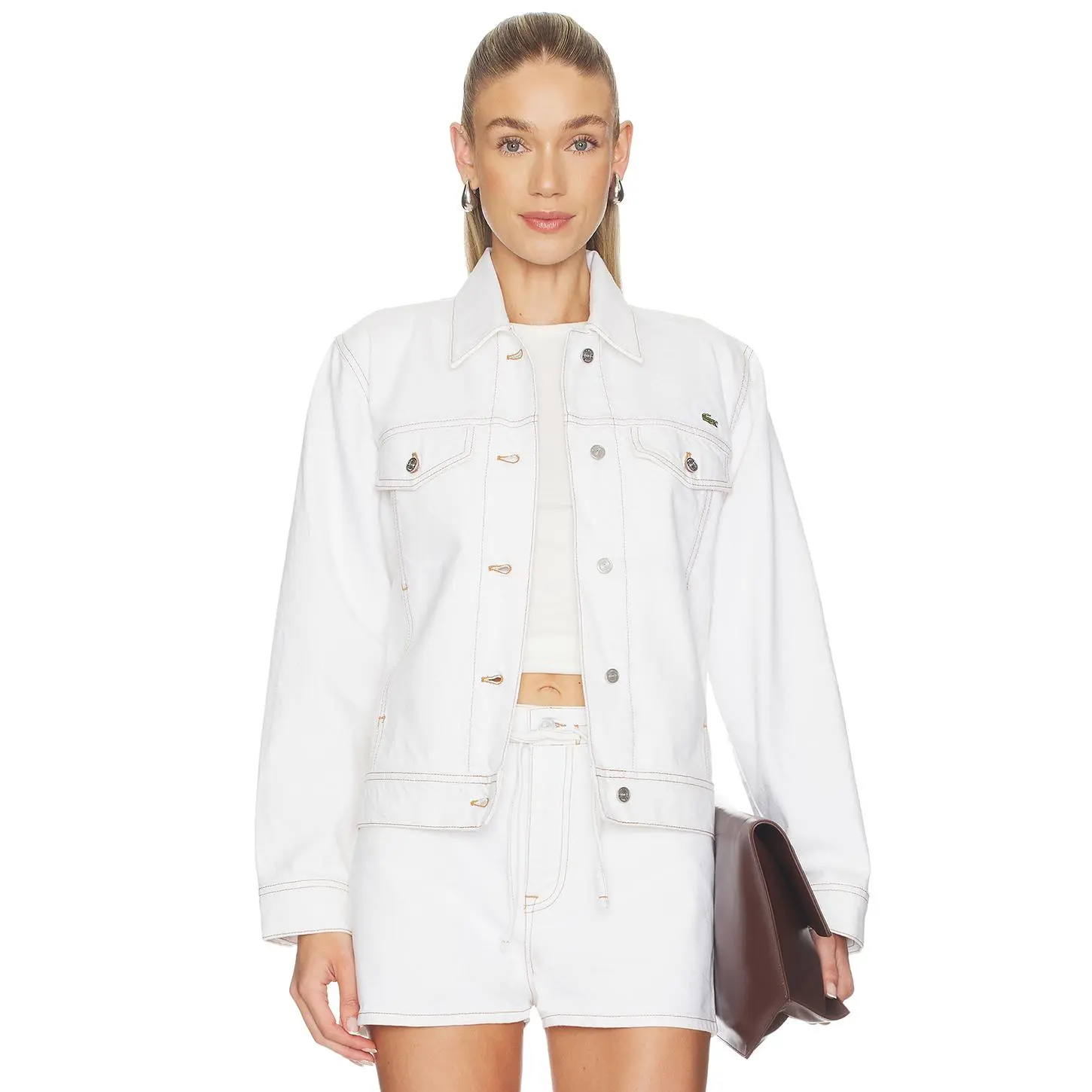 Lacoste Slim Fit Denim Jacket in White