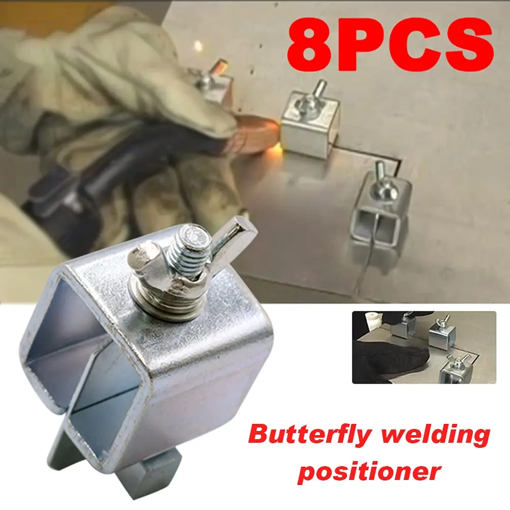 Butt Welding Clamps, 8pcsMultifunctional Small Butter-Fly Shaped AutoBody Panel Clamps for Edge to Edge WeldingMagnetic Ground Clamp Welding Door AlignmentTool(Silver)