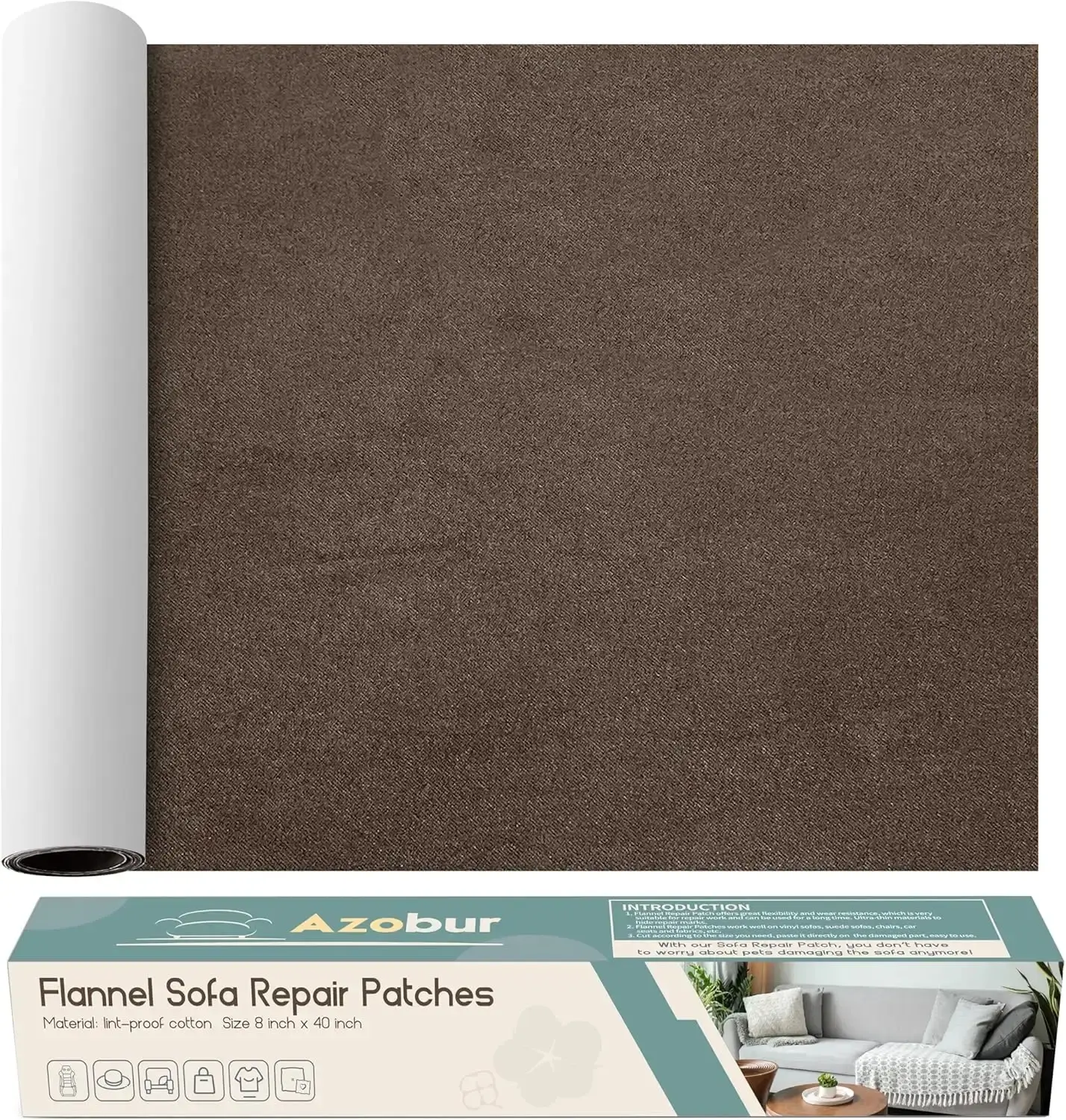 Large Size Self-Adhesive Microfiber Sofa Repair Patch, Cost-Effective Fabric Fixer for Sofas (Dark Brown)