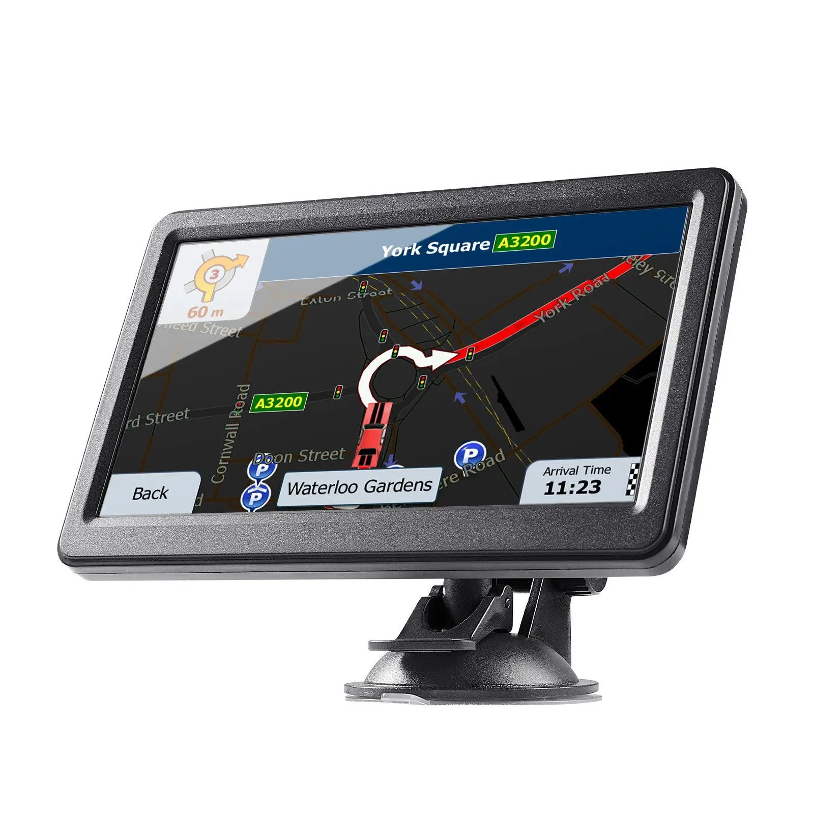 7" Touchscreen Car GPS Navigator with 16GB 256MB Memory, Suction Cup, FM Transmitter, Universal Mount, Lightweight Navigation System for Truck Drivers, 7" Display
