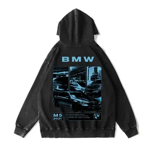380g Autumn & Winter M5 2021 Cars Washed Hoodie - Basic Style Retro Street B M W Fashion Printed Pullover Sweatshirt