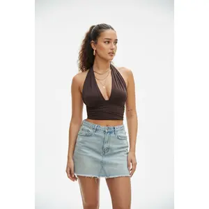 Backless Halter Crop Top