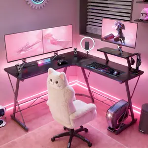 Mr IRONSTONE L Shaped Gaming Desk, Corner Computer Desk, Home Office Writing Desk with Sturdy Monitor Shelf, Spacious L Shaped Desk Workstation, Easy to Assemble