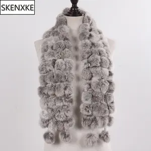 Women Winter Warm Real Rabbit Fur Scarf  Sale Natural Rabbit Fur Muffler 2025 Lady 100% Genuine Fur Scarves Wholesale Retail