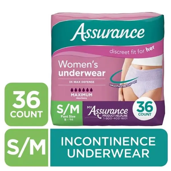 Women's Incontinence and Postpartum Underwear, S/M, Maximum Absorbency, 36 Count Women's Incontinence and Postpartum Underwear, S/M, Maximum Absorbency, 36 Count
