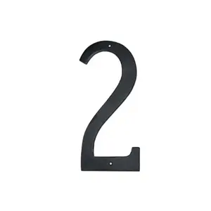 212 MAIN Hand-Decorated Aluminium Decor House Number Sign, 12 in., Modern Font, Individual Number 2 (Home Decor Signs, Montague Metal Products CSHN-2-12)