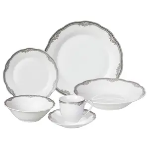 Porcelain Wavy Edge Dinnerware Set- 24 Piece Service for 4 by Lorren Home Trends: Elizabeth Design
