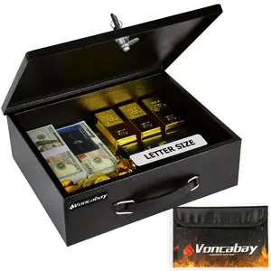 Voncabay Money Safe Box for Home & Fireproof Money Bag for Cash Safe Security Lock