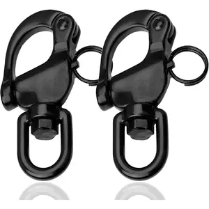 Black 316 Stainless Steel Swivel Snap Shackle Quick Release Snap Hook for Sailing Halyard Boat Sailboat Rigging Hardware
