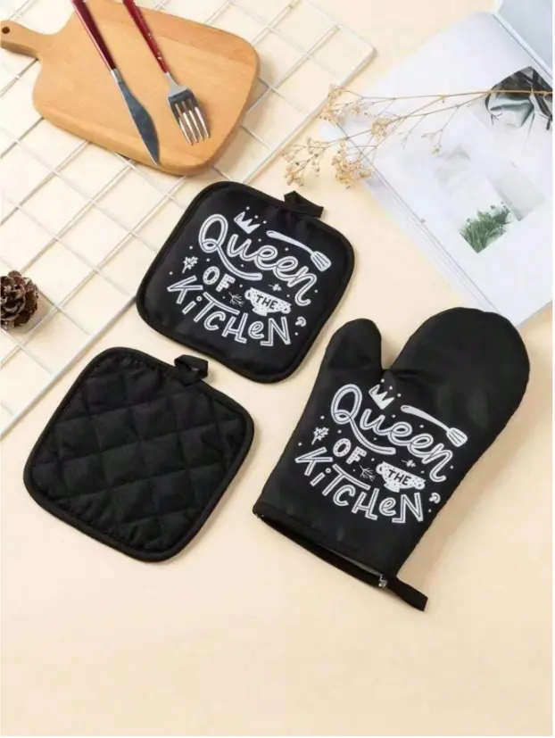 2pcs Kitchen Microwave Oven Gloves, Heat Resistant Gloves In Black, Grey, Green, And Pink, Thick & Durable For Baking & Cooking