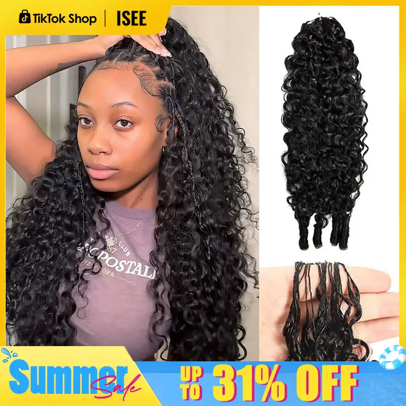 ISEE HAIR Human Hair Crochet Hair Extensions – Miracle Knots Pre-Separated Crochet Braids, Boho Knotless Braids, Summer Braids, Goddess Braids, Burmese Curly, Kinky Curly Vacation Hair Summer Hairstyles Beach Essentials#SummerWins #DealsForYouDays
