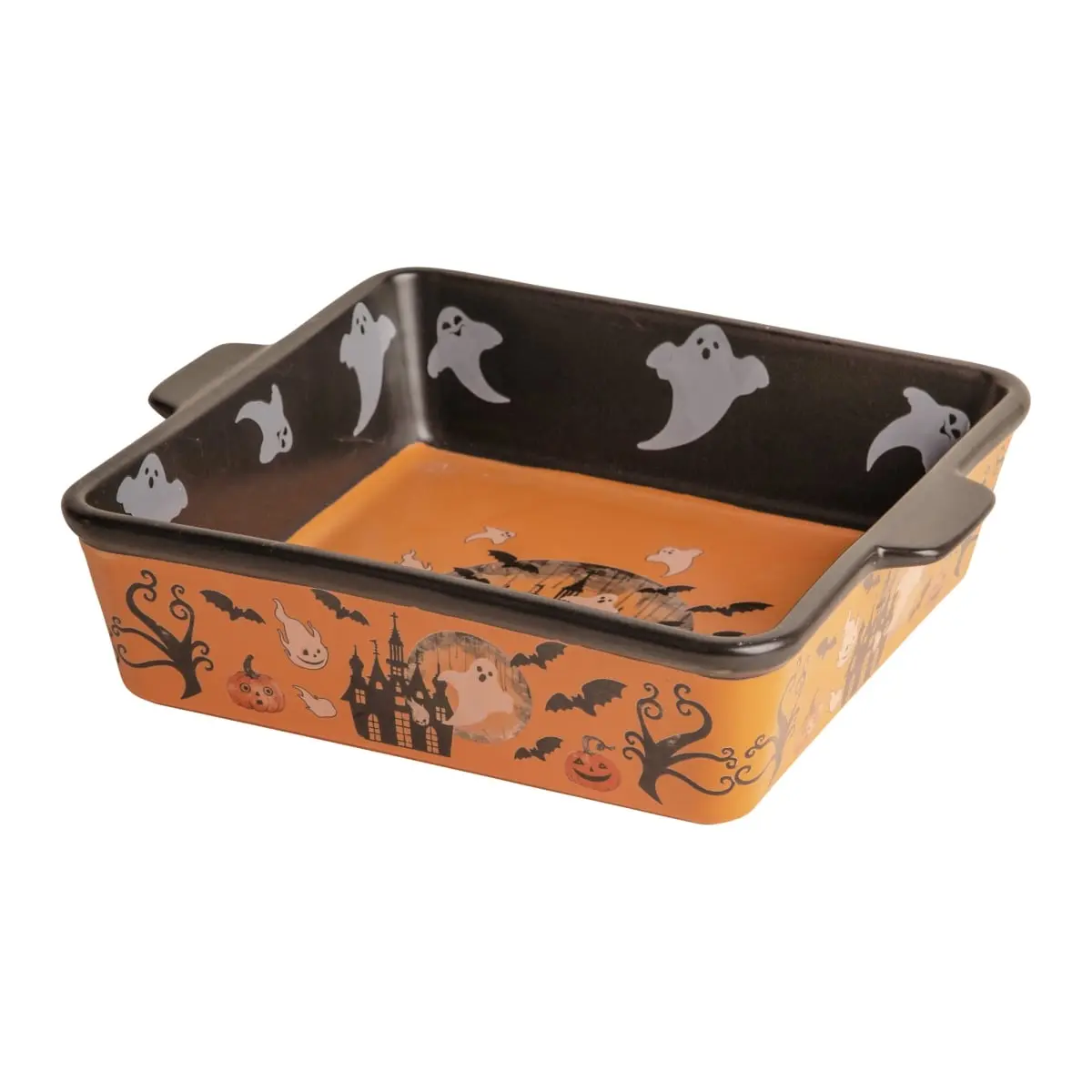 Home Essentials & Beyond 97593 2.38 qt. Halloween Haunted House Square Oven Bakeware Dish, Unisex Kitchen Baking Tray