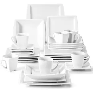 Plates and Bowls Sets, Square Dinnerware Sets for 6 (30pcs), Series Blance
