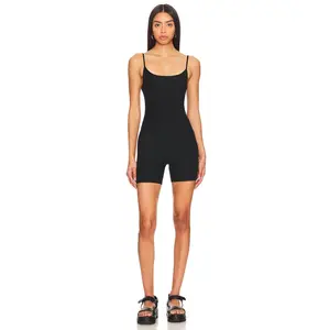 Beyond Yoga Spacedye Keep Pace Biker Romper in Darkest Night